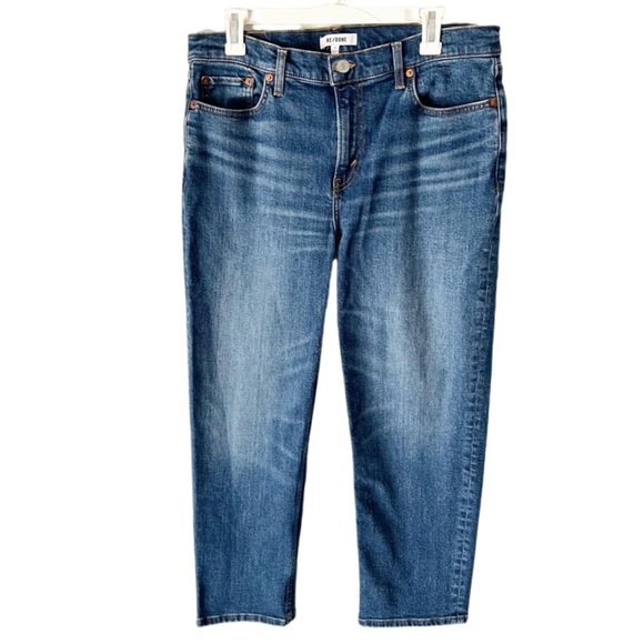 Re/Done Jeans Women's 31 Mid-Rise Stove Pipe Royal Fade - Picture 1 of 9